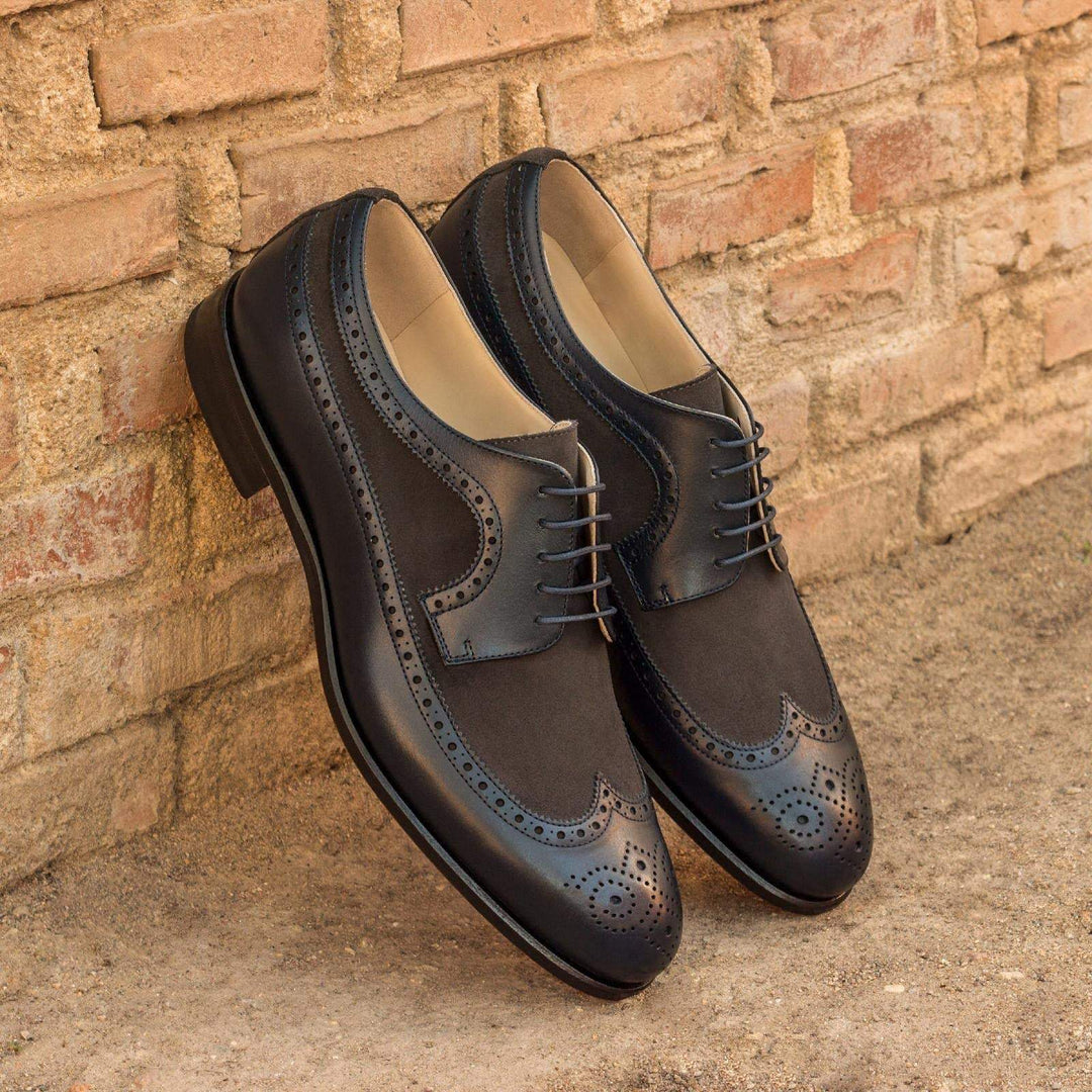 Men's Longwing Blucher Shoes Leather Blue Grey 2537 1- MERRIMIUM--GID-1536-2537