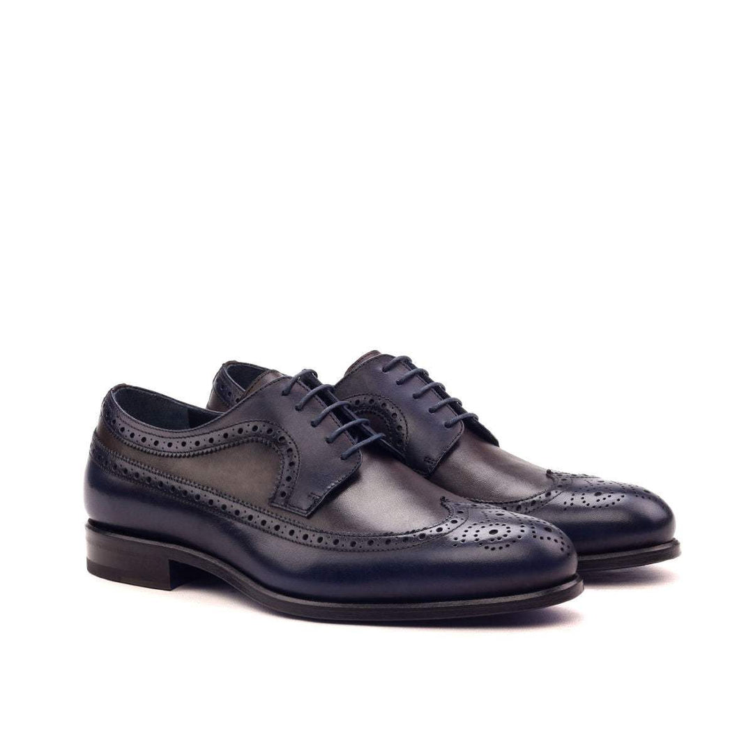 Men's Longwing Blucher Shoes Leather Dark Brown Blue 2525 3- MERRIMIUM