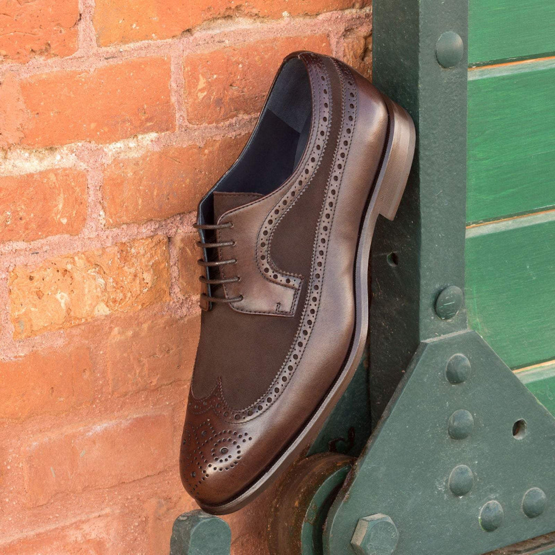 Men's Longwing Blucher Shoes Leather Dark Brown Brown 2487 1- MERRIMIUM--GID-1536-2487