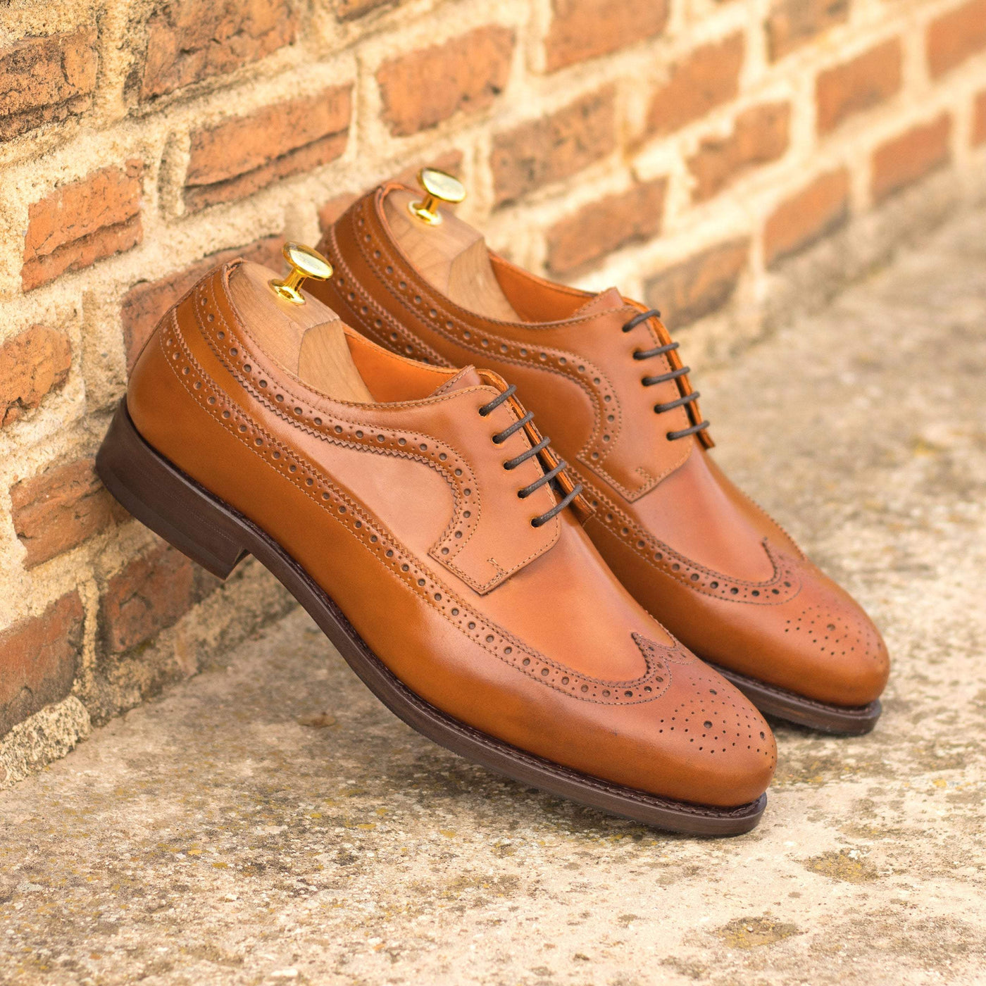 Men's Longwing Blucher Shoes Leather Goodyear Welt Brown 4756 1- MERRIMIUM--GID-3385-4756