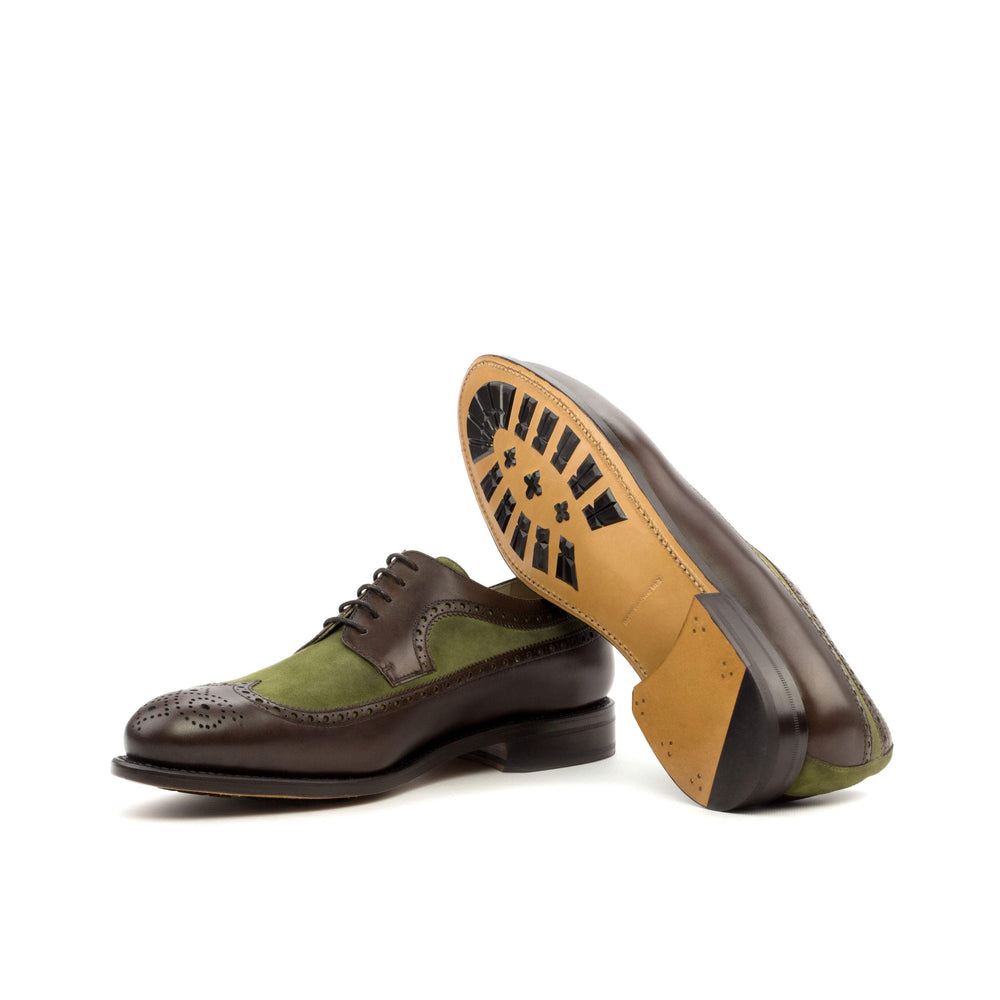 Men's Longwing Blucher Shoes Leather Goodyear Welt Dark Brown Green 3609 2- MERRIMIUM