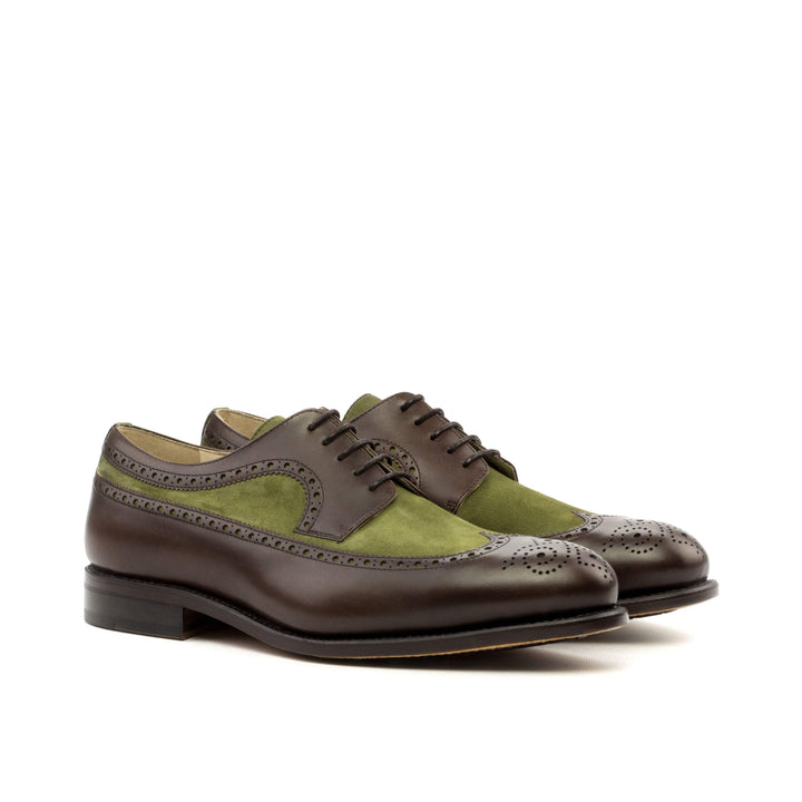 Men's Longwing Blucher Shoes Leather Goodyear Welt Dark Brown Green 3609 3- MERRIMIUM