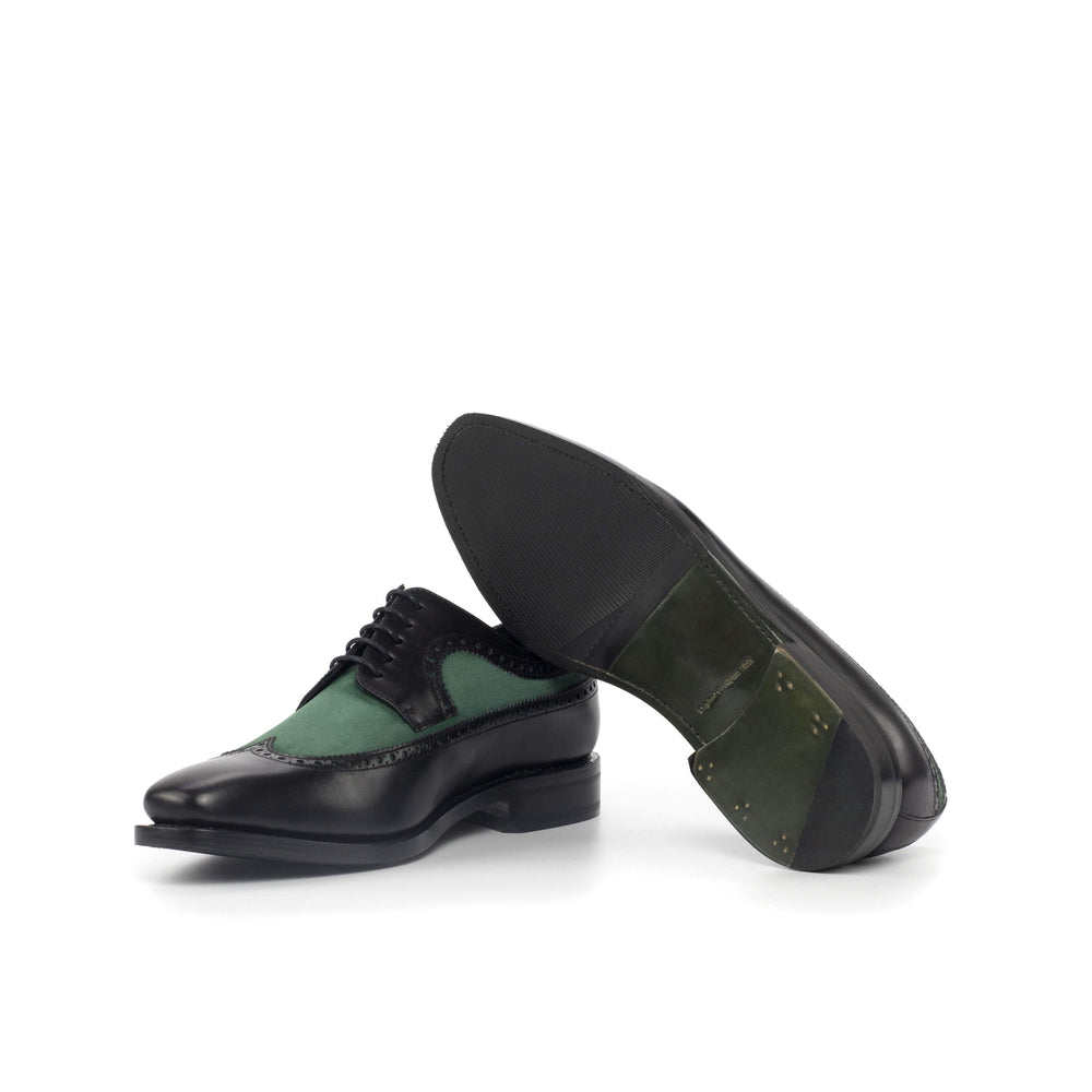 Men's Longwing Blucher Shoes Leather Goodyear Welt Green Black 4394 2- MERRIMIUM