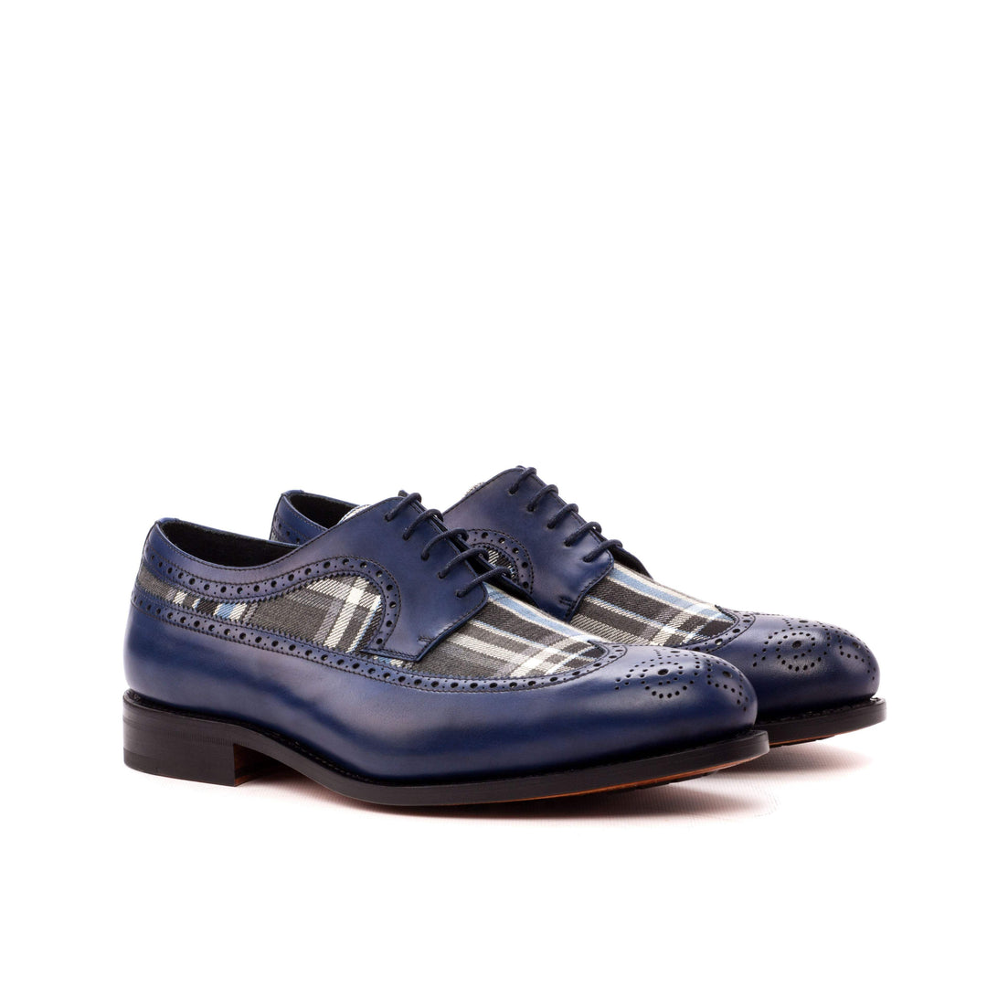 Men's Longwing Blucher Shoes Leather Goodyear Welt Grey Blue 3528 3- MERRIMIUM