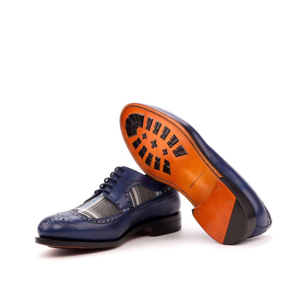 Men's Longwing Blucher Shoes Leather Goodyear Welt Grey Blue 3528 2- MERRIMIUM