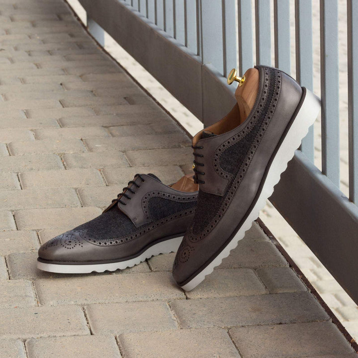 Men's Longwing Blucher Shoes Leather Grey 2787 1- MERRIMIUM--GID-1537-2787