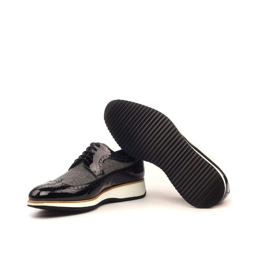 Men's Longwing Blucher Shoes Leather Grey Black 2416 3- MERRIMIUM