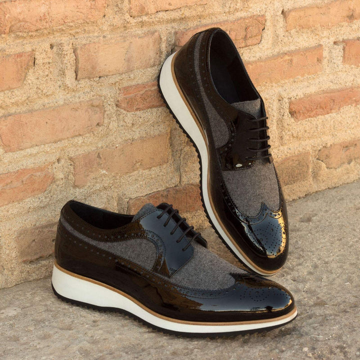 Men's Longwing Blucher Shoes Leather Grey Black 2416 1- MERRIMIUM--GID-1536-2416