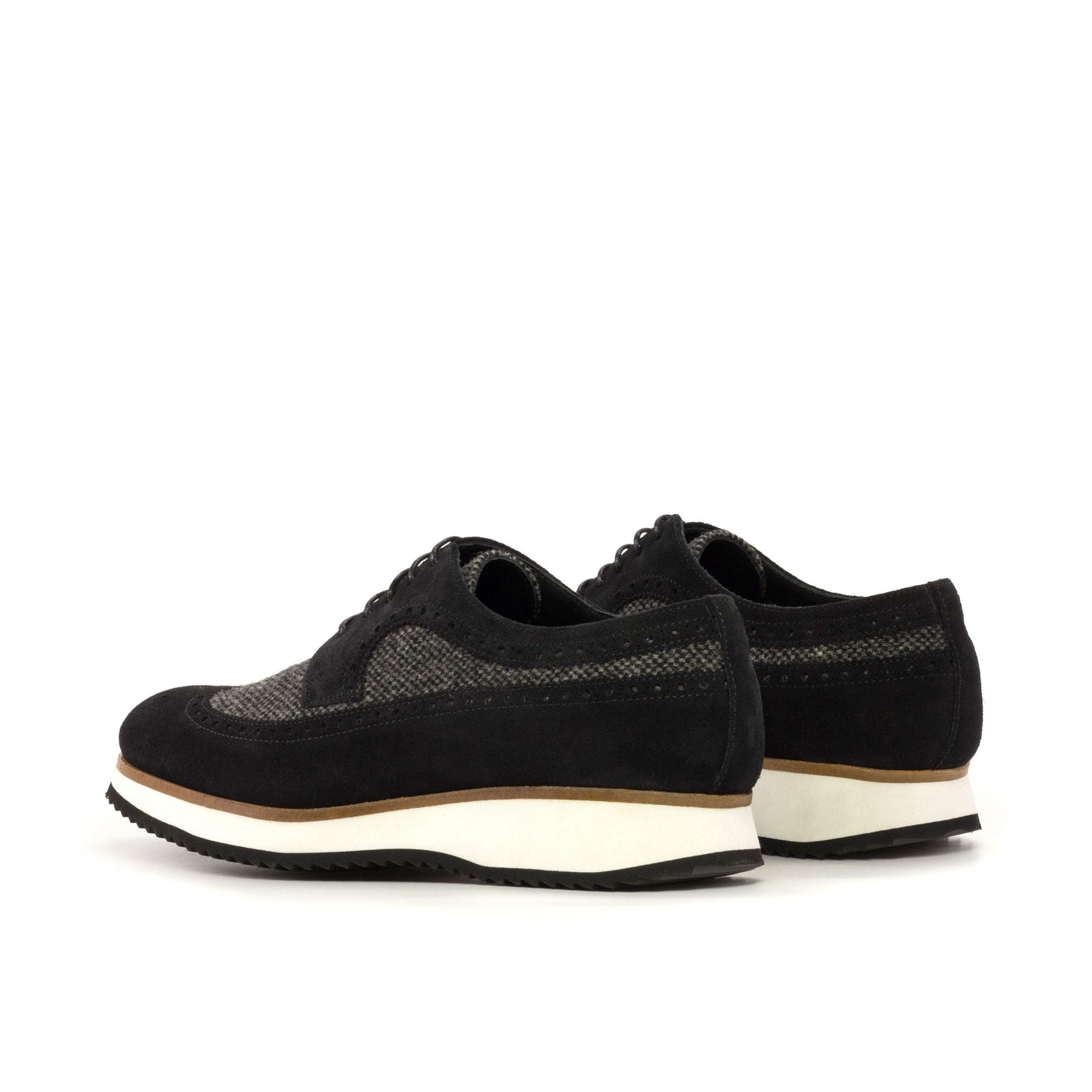 Men's Longwing Blucher Shoes Leather Grey Black 5307 4- MERRIMIUM