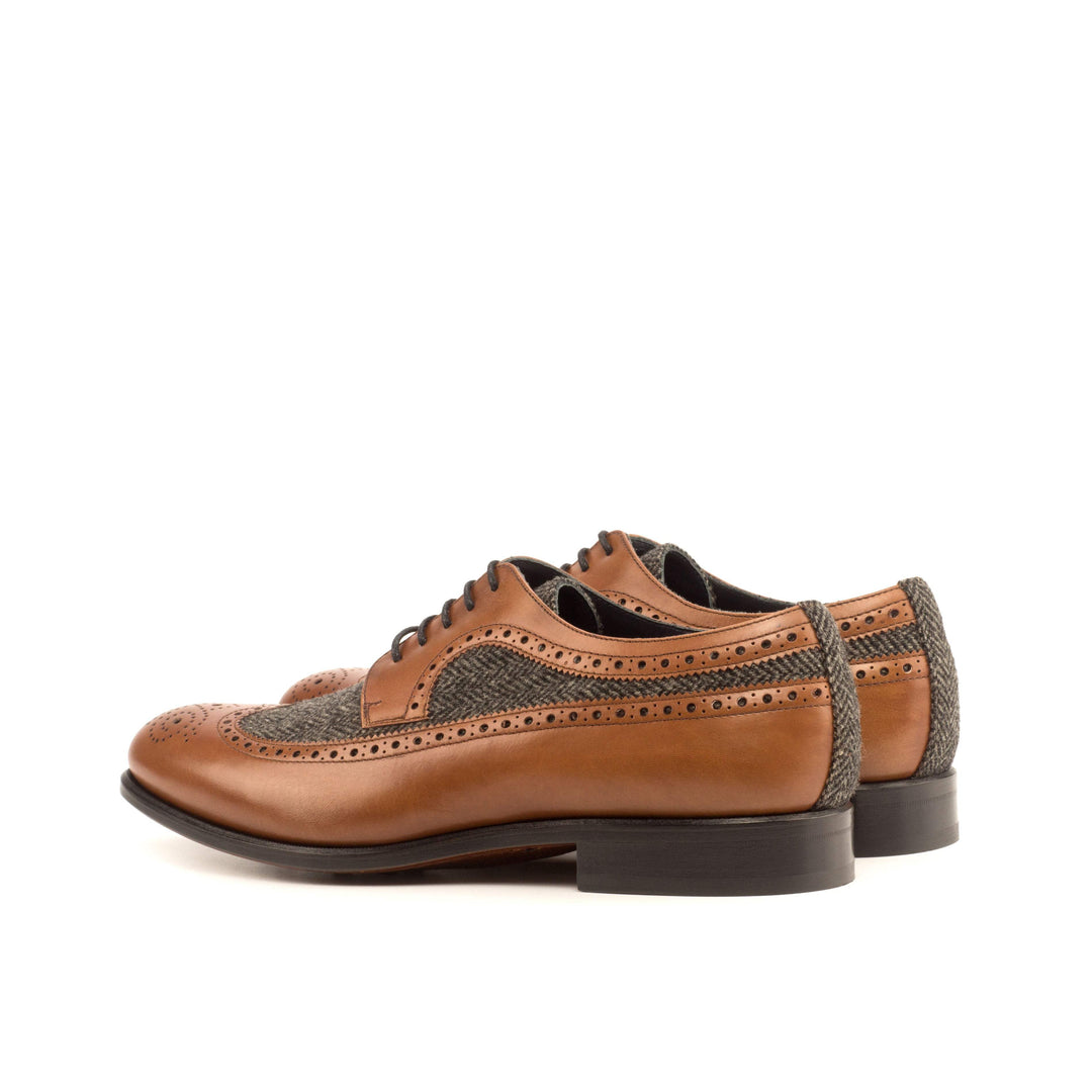 Men's Longwing Blucher Shoes Leather Grey Brown 4020 4- MERRIMIUM
