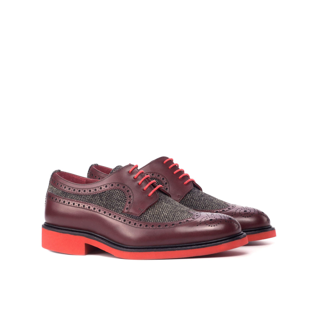 Men's Longwing Blucher Shoes Leather Grey Burgundy 4554 3- MERRIMIUM