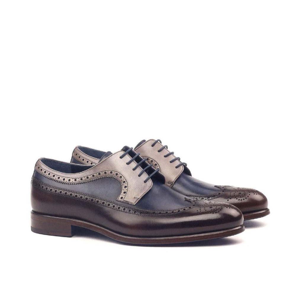 Men's Longwing Blucher Shoes Leather Grey Dark Brown 2387 2- MERRIMIUM