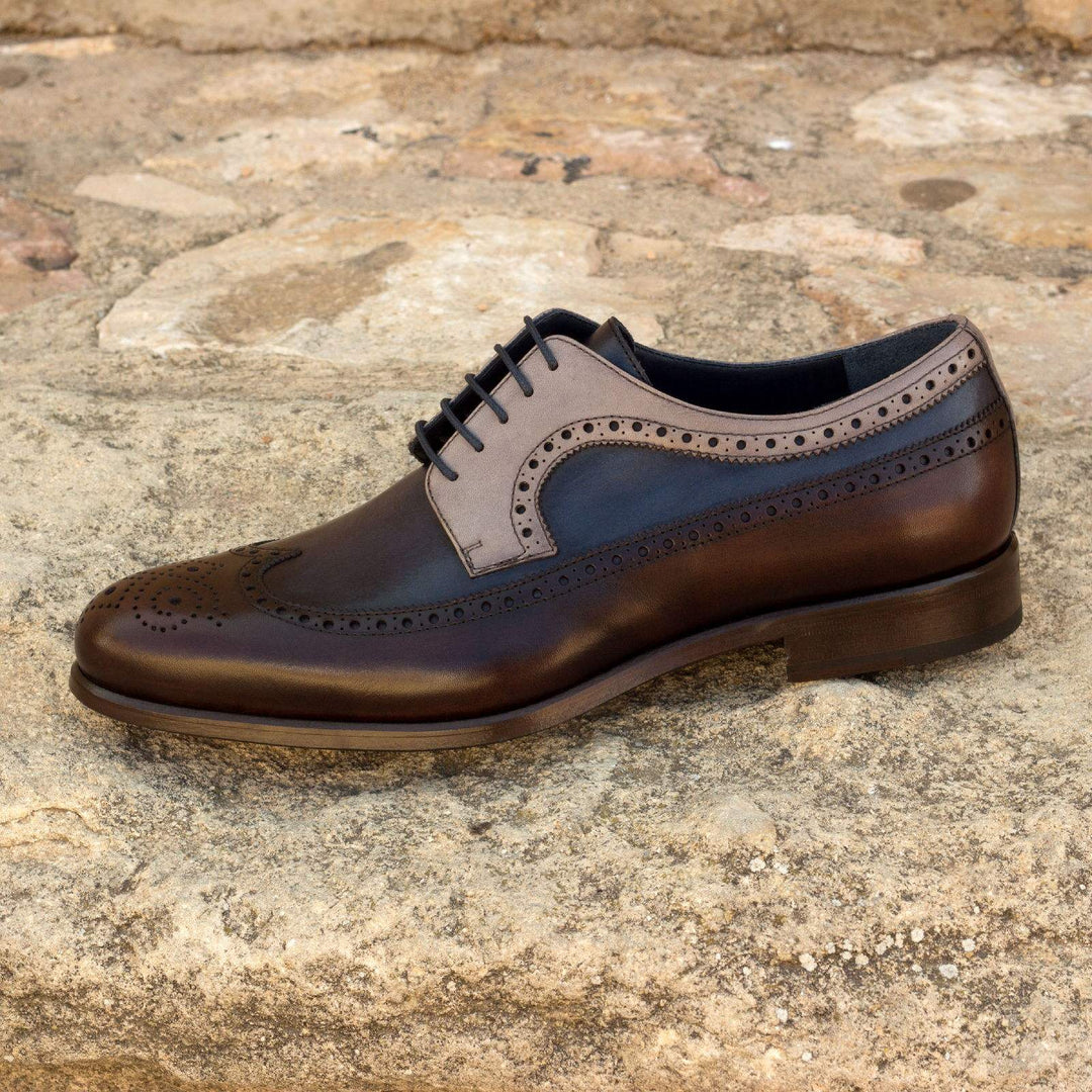Men's Longwing Blucher Shoes Leather Grey Dark Brown 2387 1- MERRIMIUM--GID-1536-2387