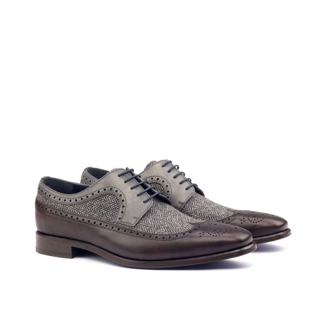 Men's Longwing Blucher Shoes Leather Grey Dark Brown 2610 3- MERRIMIUM