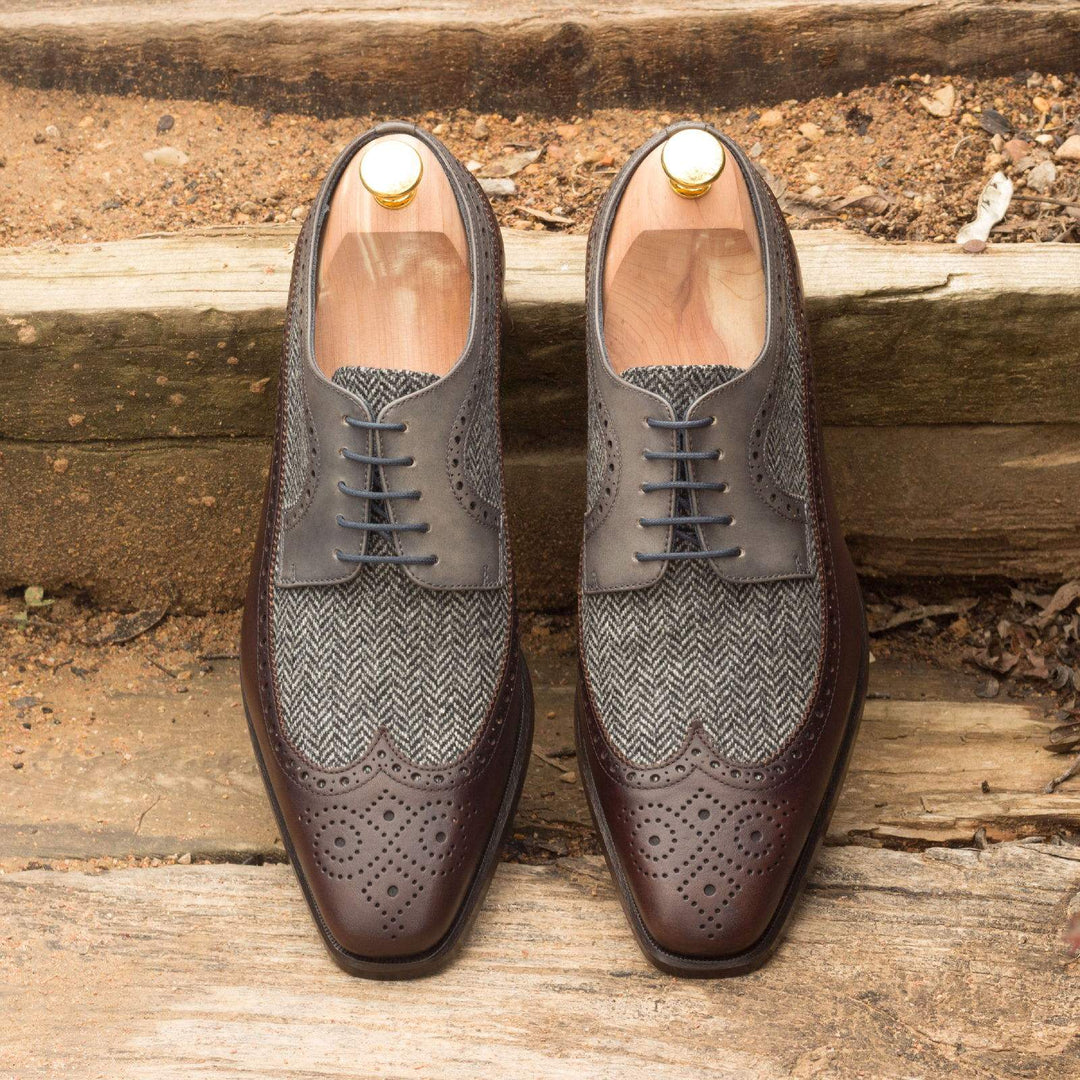 Men's Longwing Blucher Shoes Leather Grey Dark Brown 2610 1- MERRIMIUM--GID-1537-2610