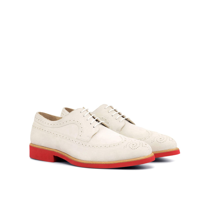 Men's Longwing Blucher Shoes Leather White 4372 3- MERRIMIUM