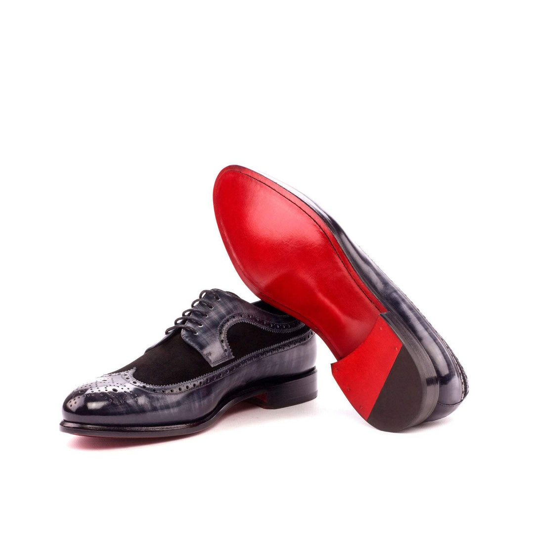 Men's Longwing Blucher Shoes Patina Leather Black Grey 3539 2- MERRIMIUM