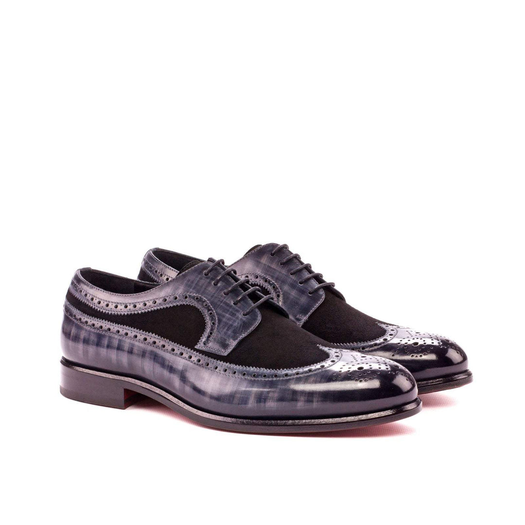 Men's Longwing Blucher Shoes Patina Leather Black Grey 3539 3- MERRIMIUM