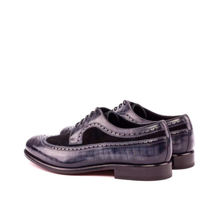 Men's Longwing Blucher Shoes Patina Leather Black Grey 3539 4- MERRIMIUM