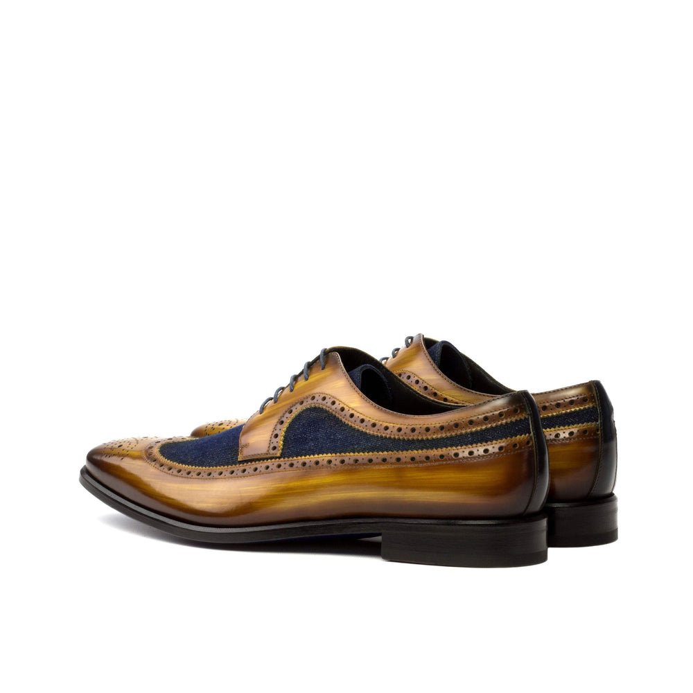 Men's Longwing Blucher Shoes Patina Leather Blue Brown 3614 2- MERRIMIUM