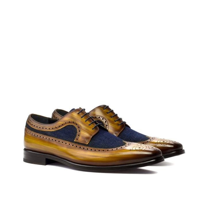 Men's Longwing Blucher Shoes Patina Leather Blue Brown 3614 3- MERRIMIUM