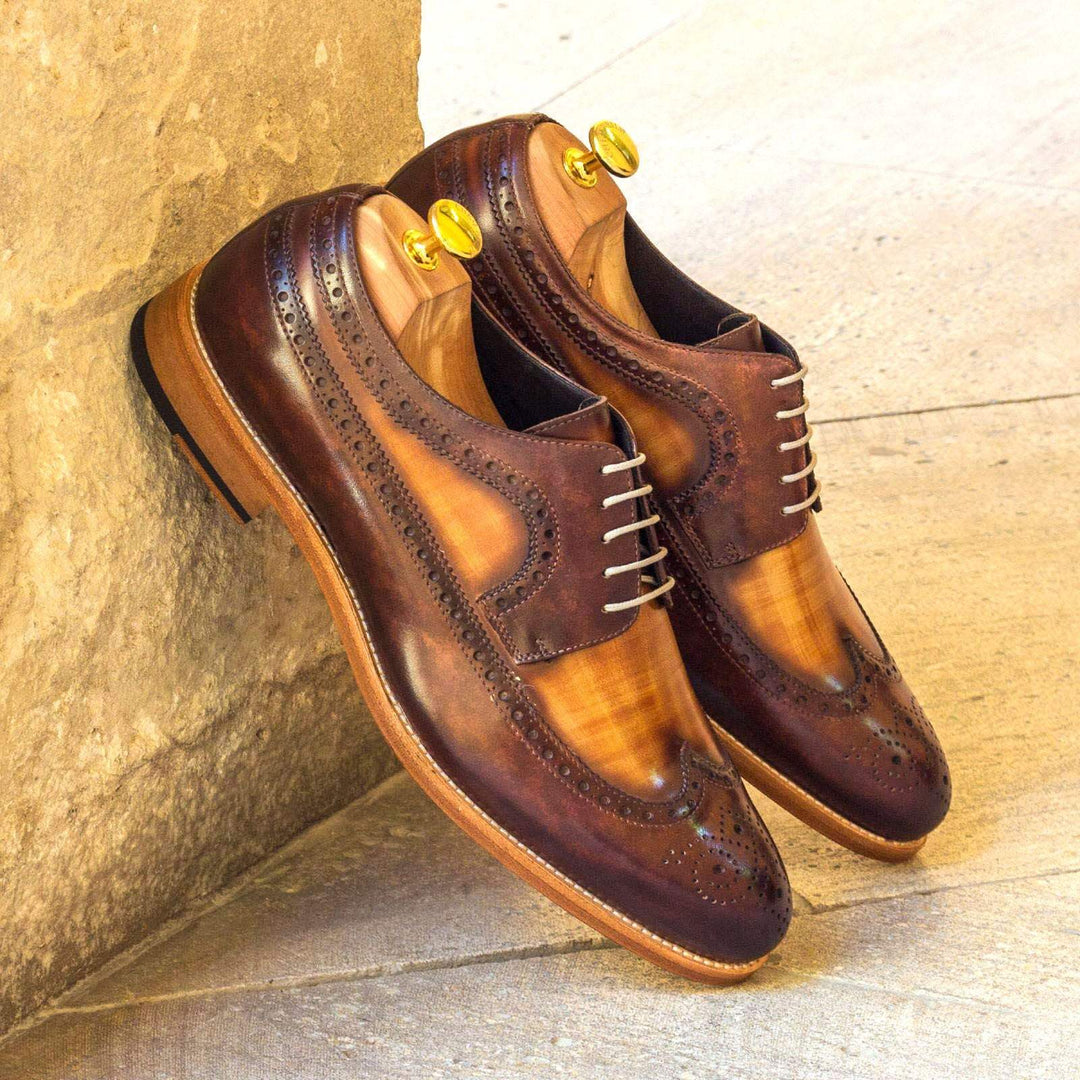Men's Longwing Blucher Shoes Patina Leather Brown 3042 1- MERRIMIUM--GID-1594-3042