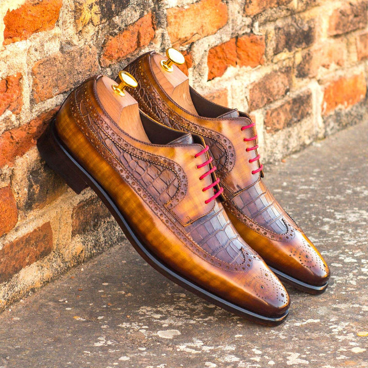 Men's Longwing Blucher Shoes Patina Leather Brown 3786 4- MERRIMIUM