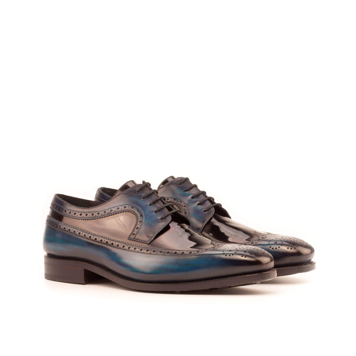 Men's Longwing Blucher Shoes Patina Leather Goodyear Welt Black Blue 3948 3- MERRIMIUM