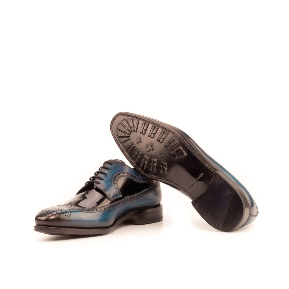 Men's Longwing Blucher Shoes Patina Leather Goodyear Welt Black Blue 3948 2- MERRIMIUM