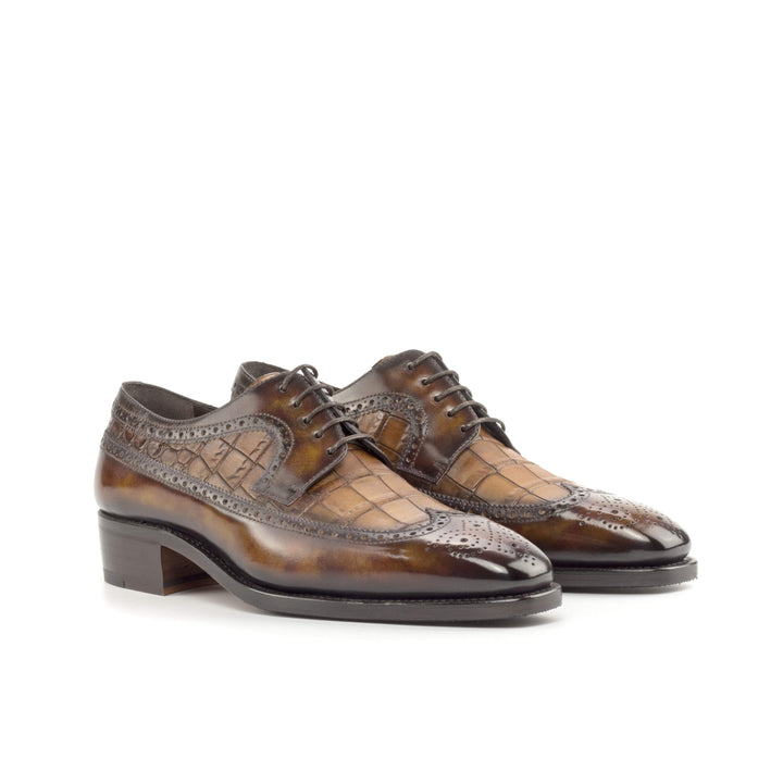 Men's Longwing Blucher Shoes Patina Leather Goodyear Welt Brown Burgundy 4943 3- MERRIMIUM