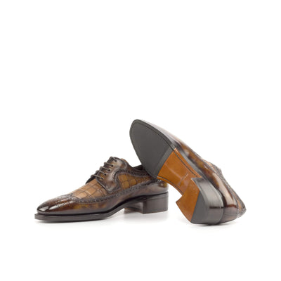 Men's Longwing Blucher Shoes Patina Leather Goodyear Welt Brown Burgundy 4943 2- MERRIMIUM