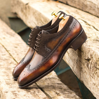 Men's Longwing Blucher Shoes Patina Leather Goodyear Welt Dark Brown Burgundy 4627 1- MERRIMIUM--GID-3557-4627
