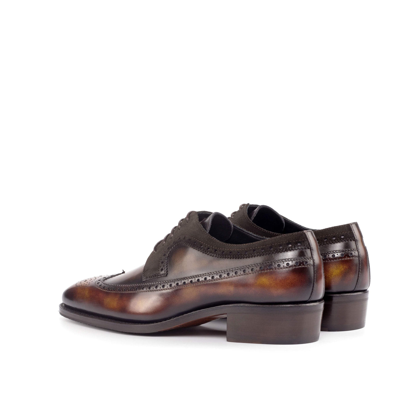 Men's Longwing Blucher Shoes Patina Leather Goodyear Welt Dark Brown Burgundy 4627 4- MERRIMIUM