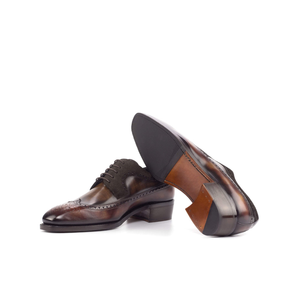 Men's Longwing Blucher Shoes Patina Leather Goodyear Welt Dark Brown Burgundy 4627 2- MERRIMIUM