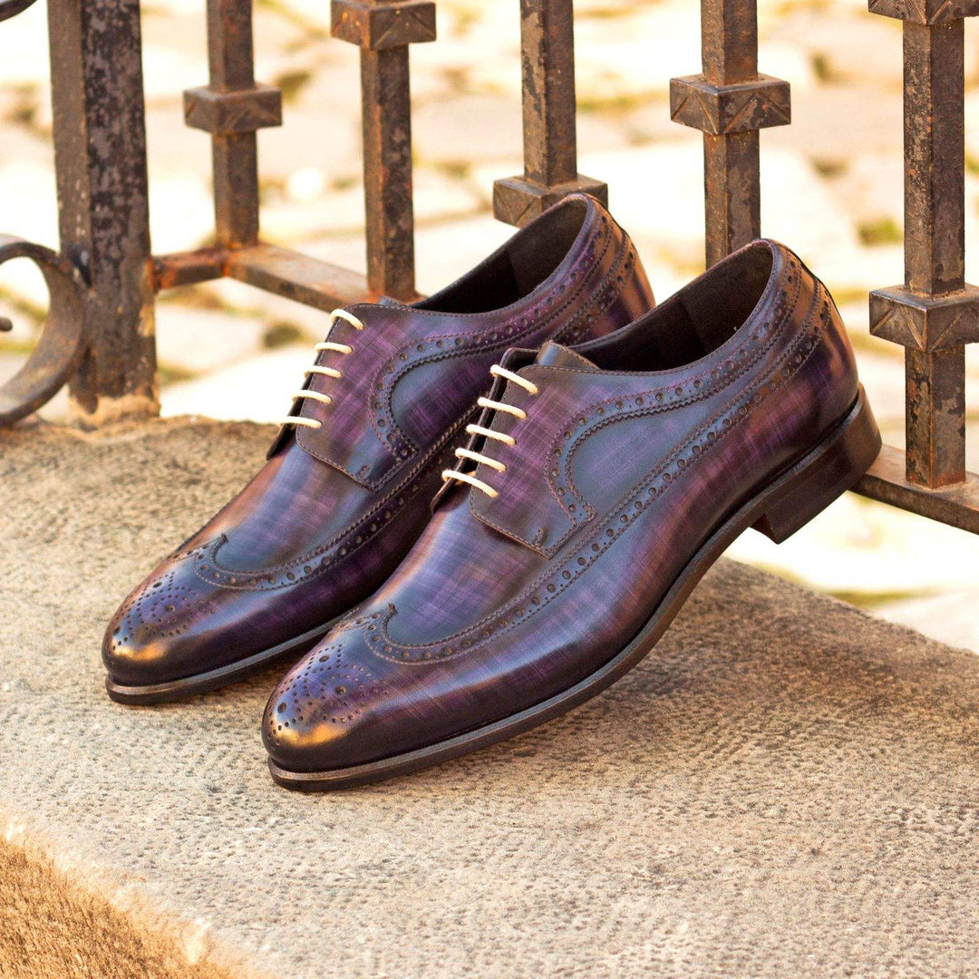 Men's Longwing Blucher Shoes Patina Leather Violet 3166 1- MERRIMIUM--GID-1594-3166
