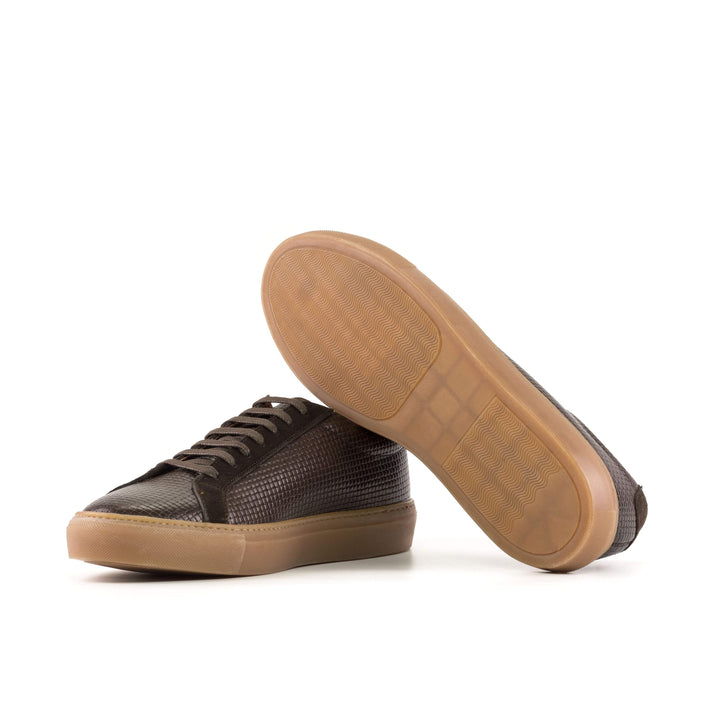 Men's Low Kick Sneakers Leather Dark Brown 5506 2- MERRIMIUM
