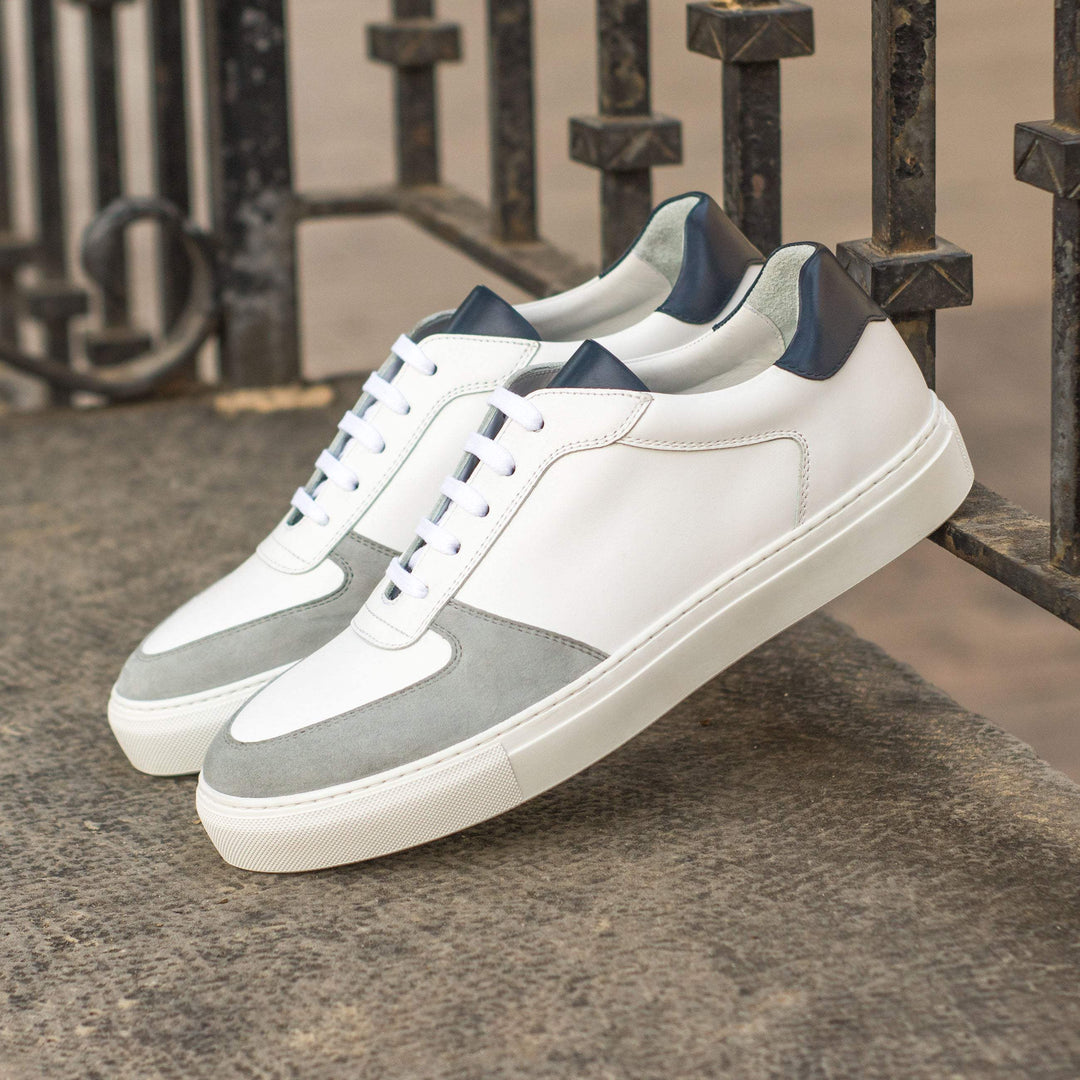 Men's Low Top Trainer Shoes Leather Grey 4540 1- MERRIMIUM--GID-3041-4540