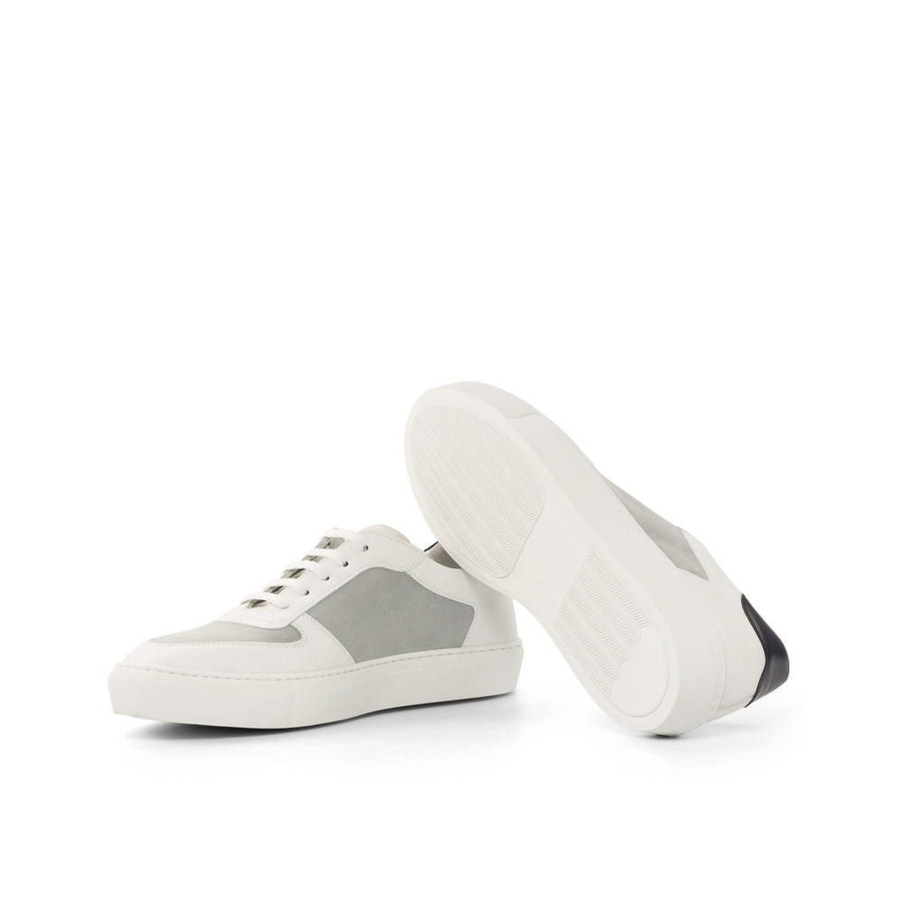 Men's Low Top Trainer Shoes Leather Grey White 4754 2- MERRIMIUM