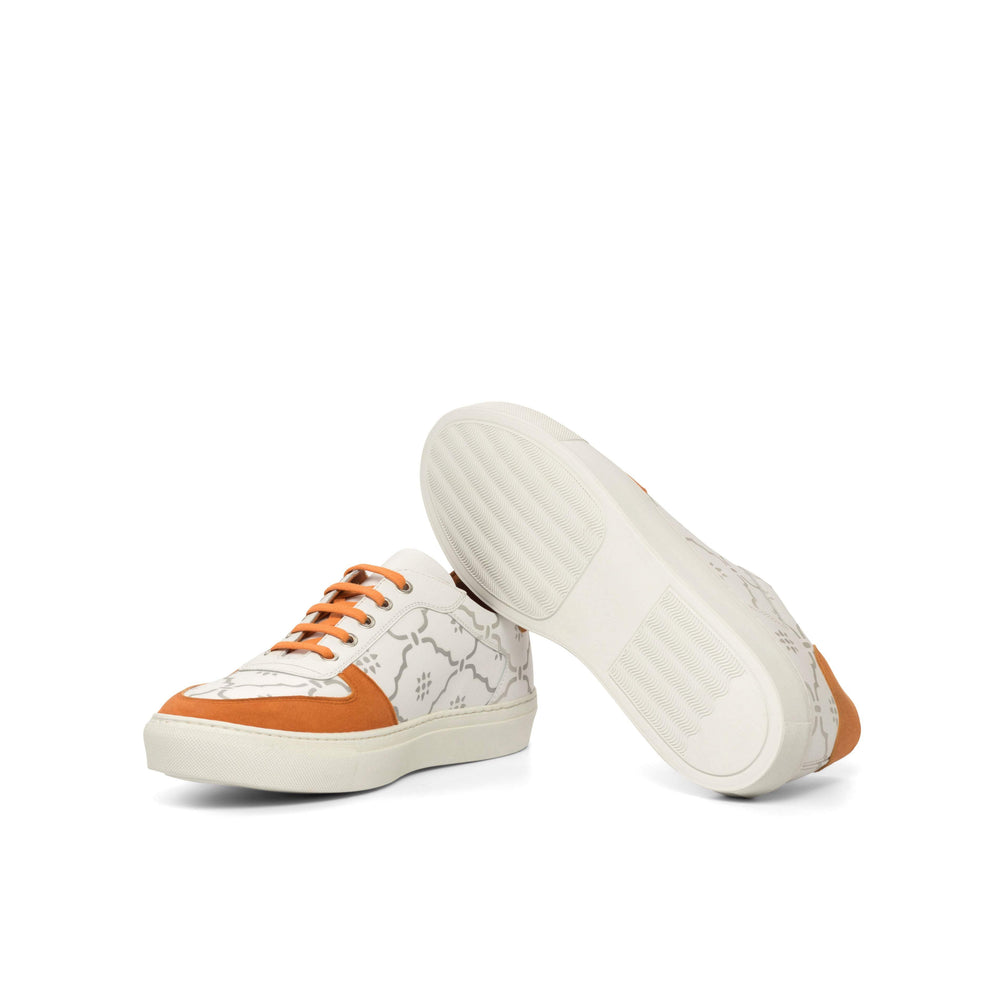 Men's Low Top Trainer Shoes Leather Orange Design Stencil None 5131 2- MERRIMIUM