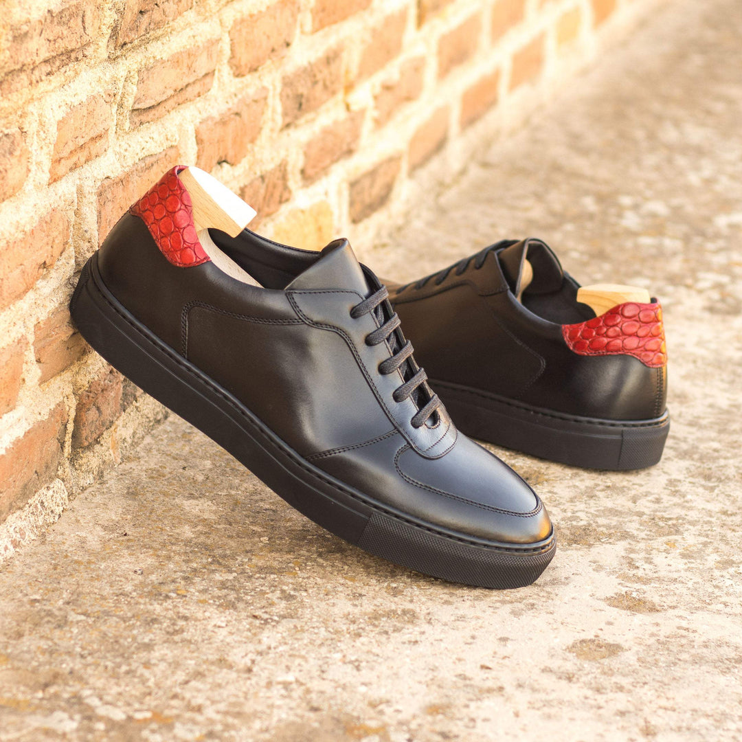 Men's Low Top Trainer Shoes Leather Red 4848 1- MERRIMIUM--GID-3041-4848
