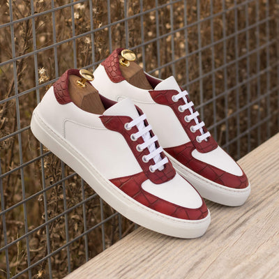 Men's Low Top Trainer Shoes Leather Red 5202 1- MERRIMIUM--GID-3041-5202
