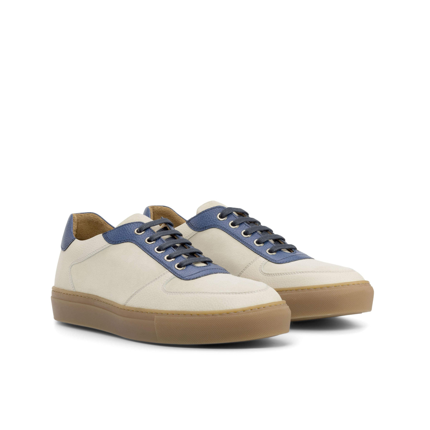Men's Low Top Trainer Shoes Leather White 4890 3- MERRIMIUM