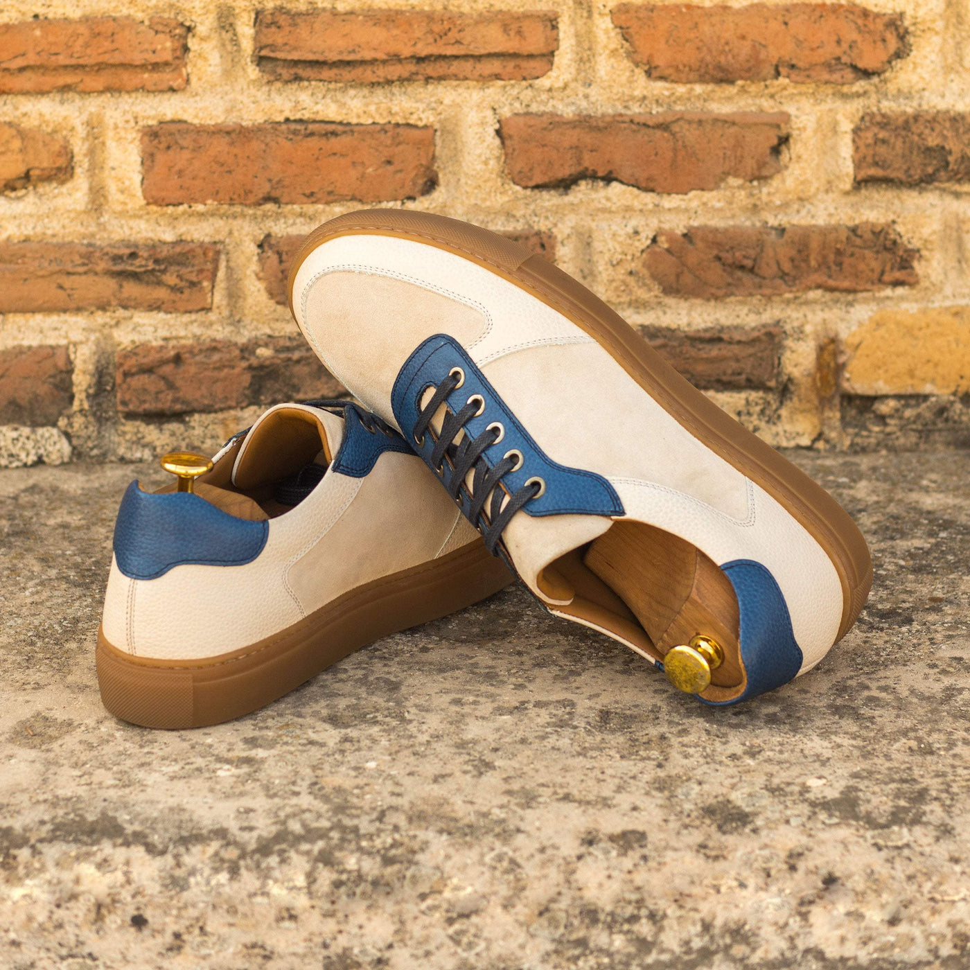 Men's Low Top Trainer Shoes Leather White 4890 1- MERRIMIUM--GID-3041-4890