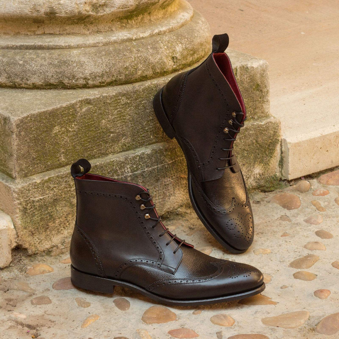 Men's Military Brogue Boots Leather Black 2724 1- MERRIMIUM