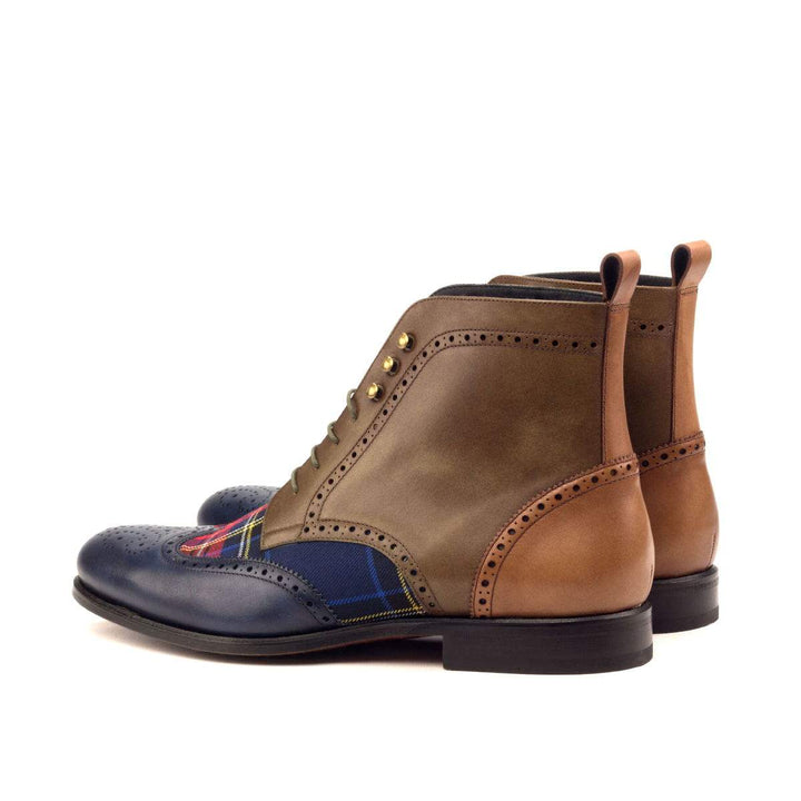 Men's Military Brogue Boots Leather Blue Brown 2566 4- MERRIMIUM
