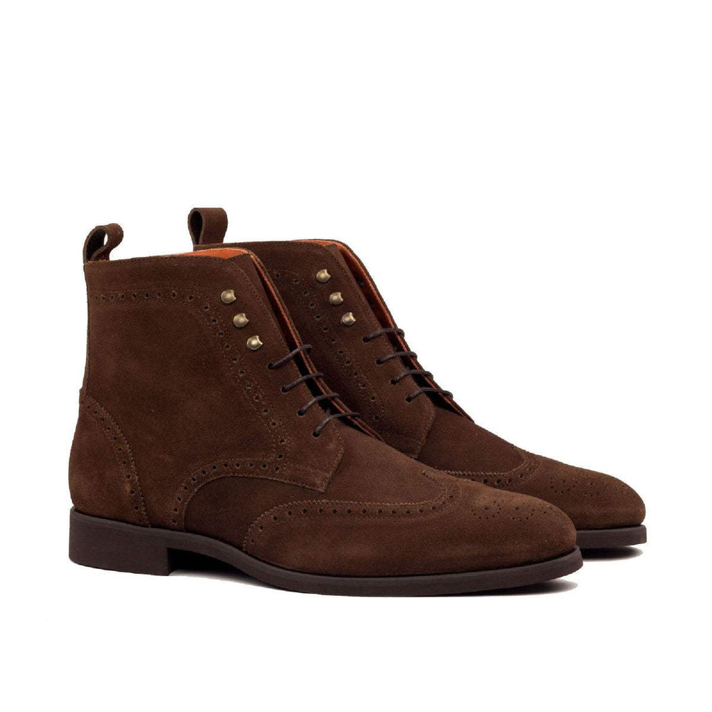 Men's Military Brogue Boots Leather Brown 2454 2- MERRIMIUM