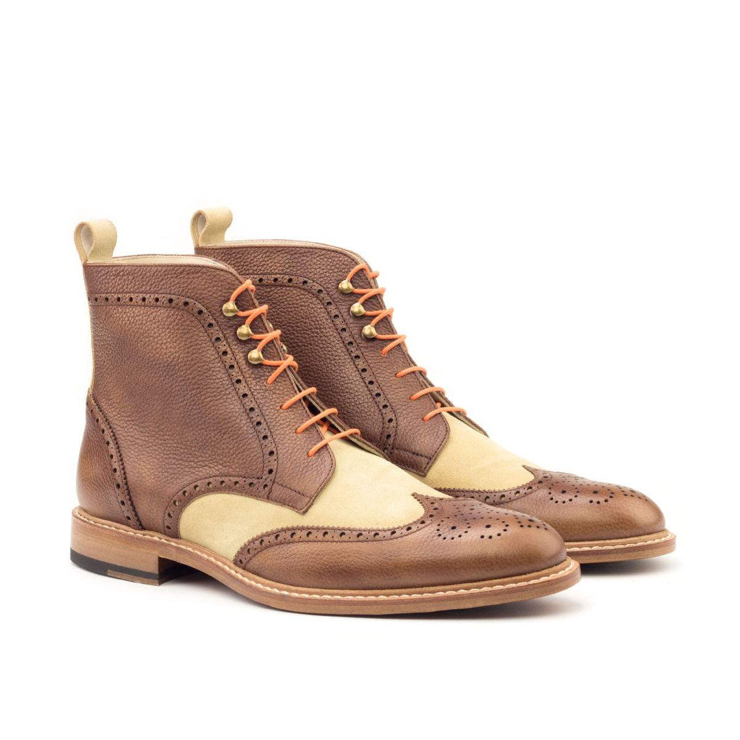Men's Military Brogue Boots Leather Brown 2675 3- MERRIMIUM