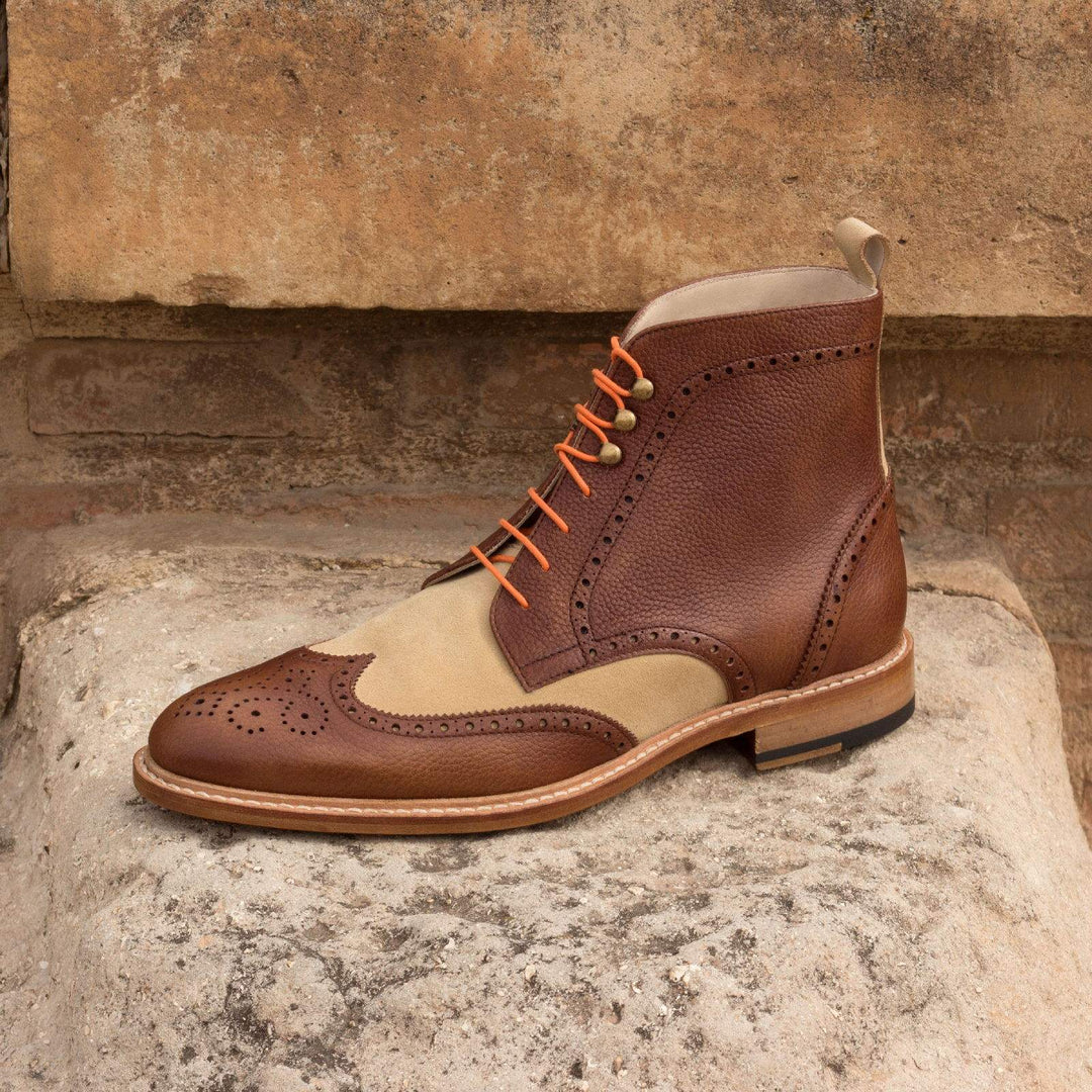 Men's Military Brogue Boots Leather Brown 2675 1- MERRIMIUM