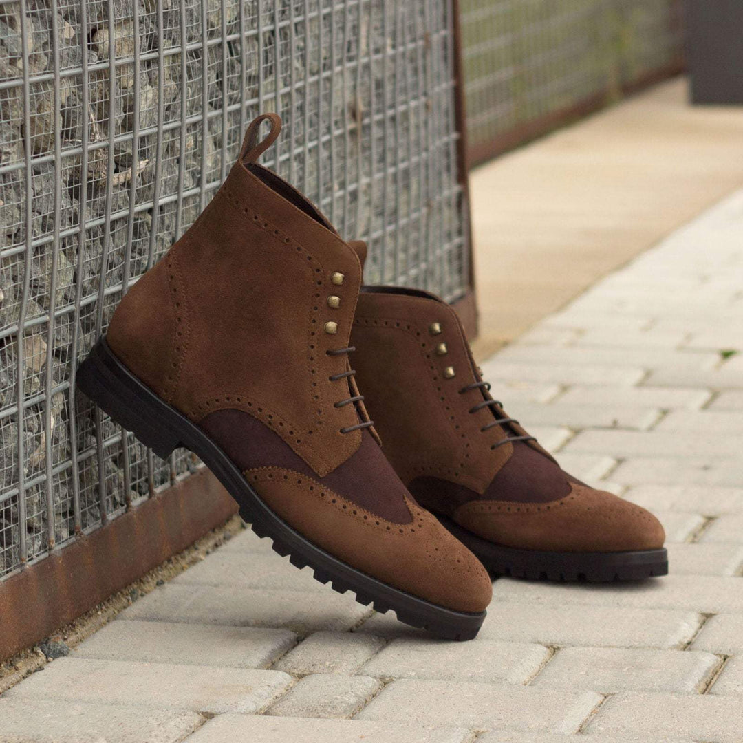Men's Military Brogue Boots Leather Brown 3094 1- MERRIMIUM