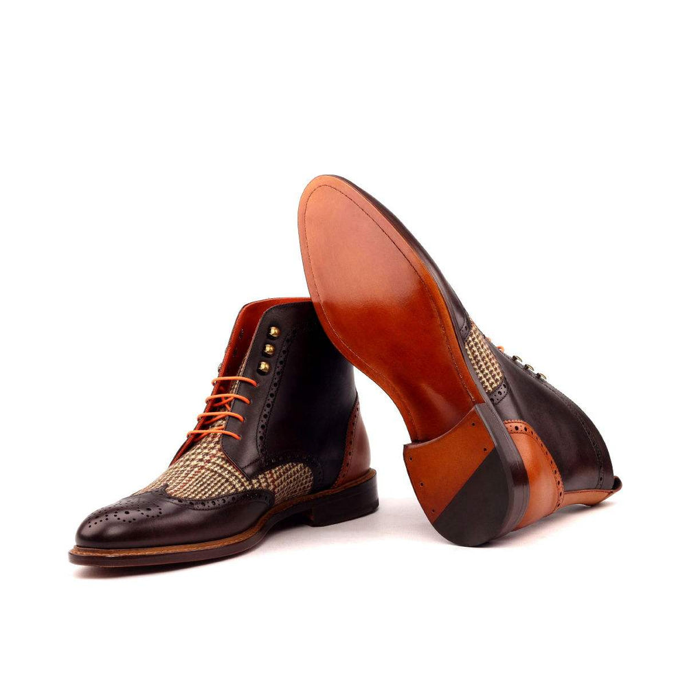 Men's Military Brogue Boots Leather Brown Dark Brown 2538 2- MERRIMIUM